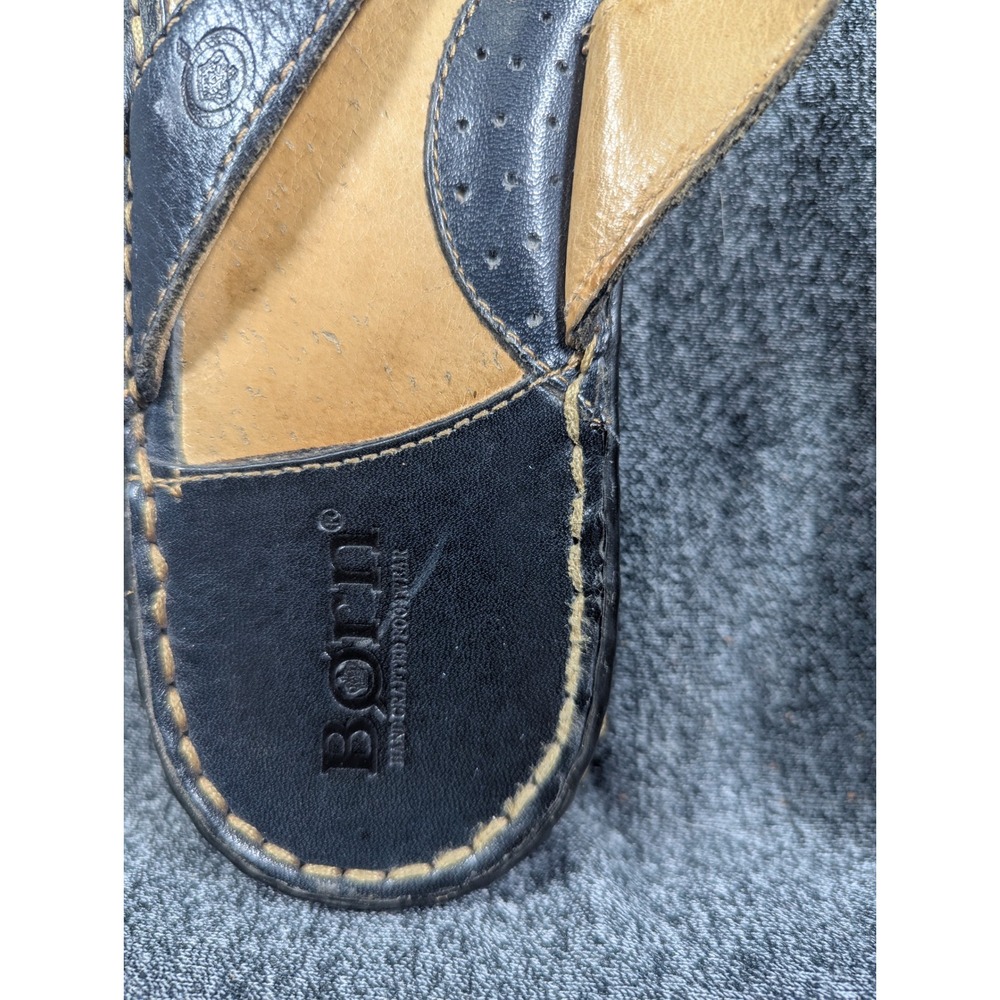 Born Womens Leather Thong Sandals Blue Strappy Comfort Slides Size 8 - Picture 3 of 6